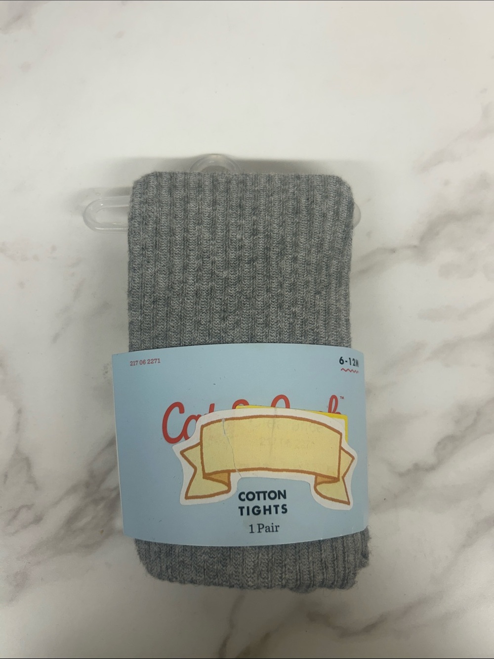 Cotton Ribbed Tights - Gray (1 Pair)